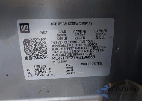 2024 Buick Envista Sport Touring Fwd z USA, uszkodzony, nr VIN KL47LBE27RB196669